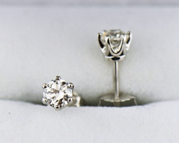 old european cut diamond stud earrings in platinum 2