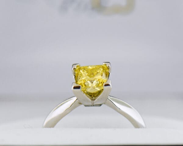 princess cut intense yellow diamond solitaire ring 2