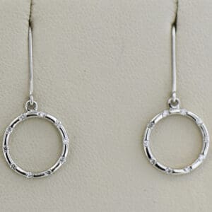 white gold diamond circle dangle earrings