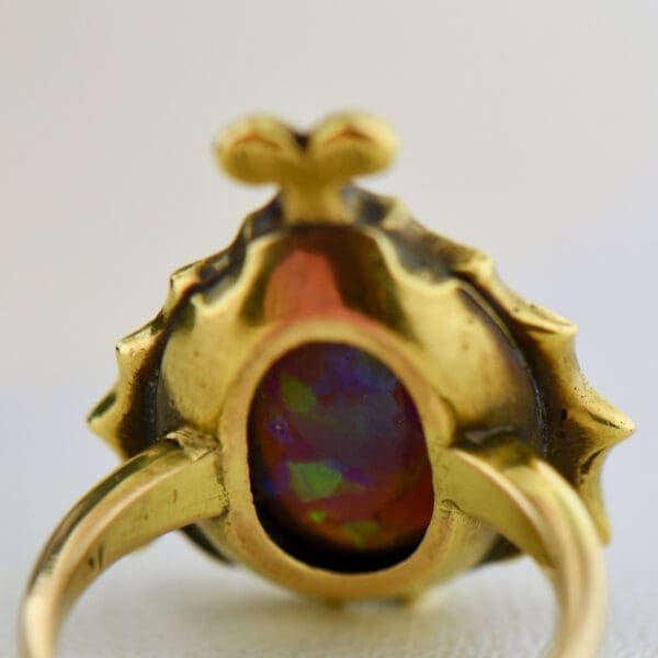 arts and crafts black opal and hydra dolphin sea creature ring 3