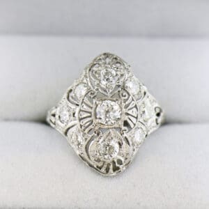 edwardian platinum and diamond filigree dinner ring
