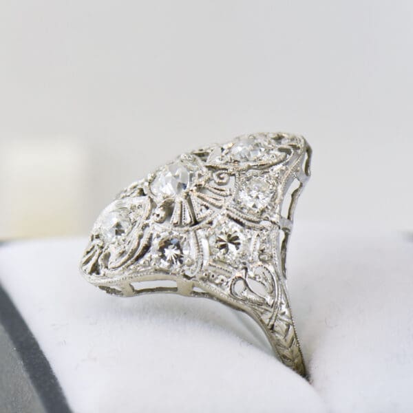 edwardian platinum and diamond filigree dinner ring 3
