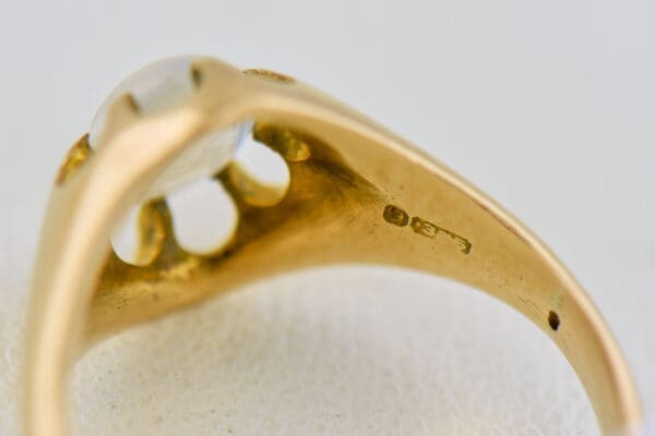 antique gold claw set blue moonstone belcher ring 4
