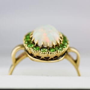 antique opal and demantoid halo gold engagment ring 7