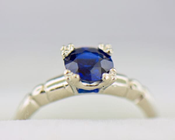 art deco royal blue sapphire platinum solitaire engagement ring 2