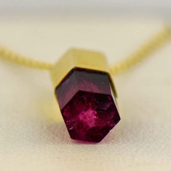 natural bixbite red beryl capped crystal pendant 3