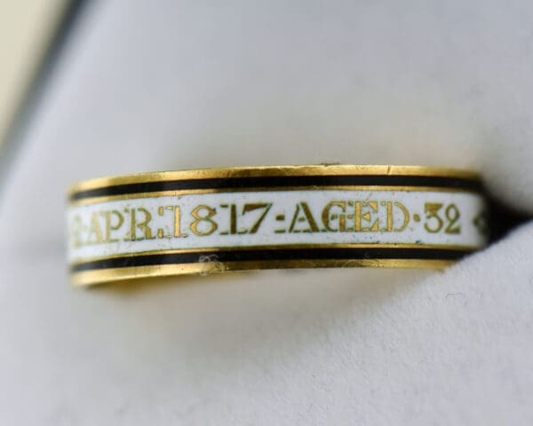 antique georgian memento mori ring enameled gold mourning ring 2