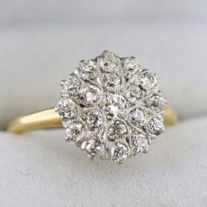 antique old european cut diamond cluster engagement ring