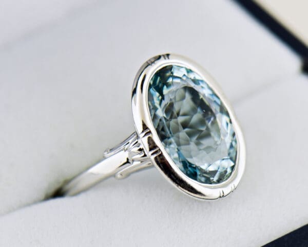 bezel set aquamarine white gold vintage ring 2