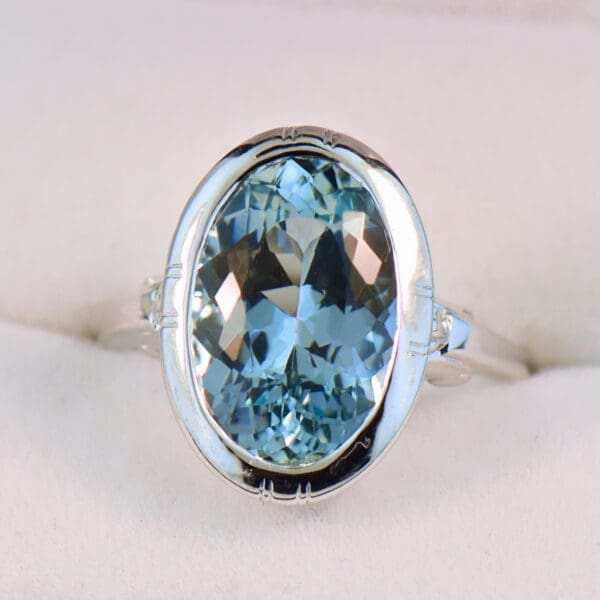 bezel set aquamarine white gold vintage ring 3