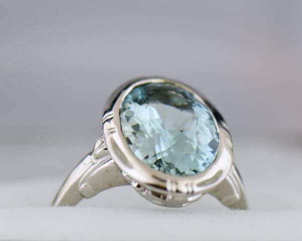 bezel set aquamarine white gold vintage ring 4