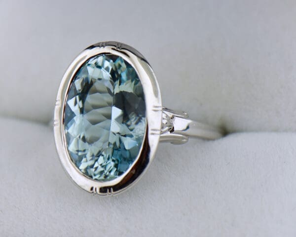 bezel set aquamarine white gold vintage ring 5