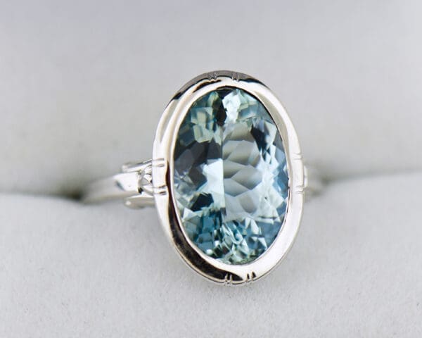 bezel set aquamarine white gold vintage ring