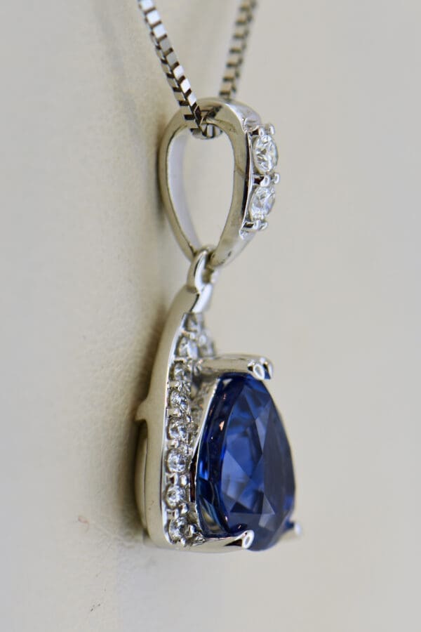 custom pear shape ceylon sapphire and diamond teardrop pendant 2