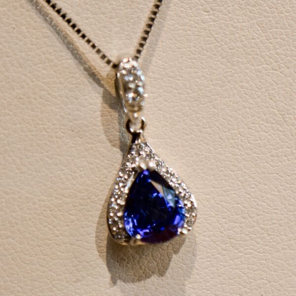 custom pear shape ceylon sapphire and diamond teardrop pendant 3