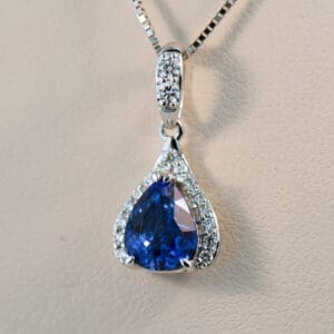 custom pear shape ceylon sapphire and diamond teardrop pendant