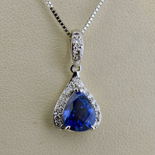 custom pear shape ceylon sapphire and diamond teardrop pendant 4