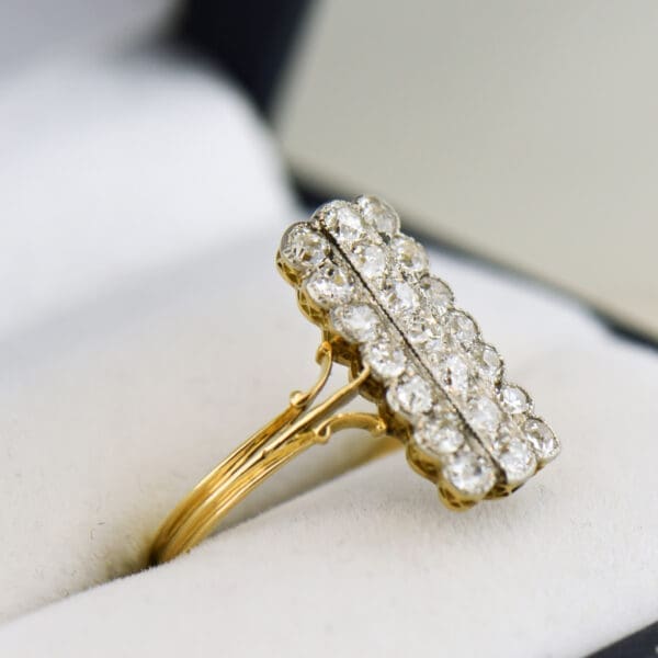 edwardian platinum topped gold diamond cluster ring 2