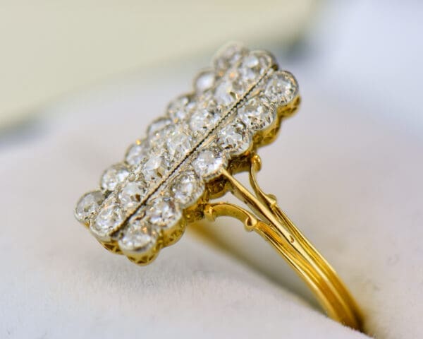 edwardian platinum topped gold diamond cluster ring 4