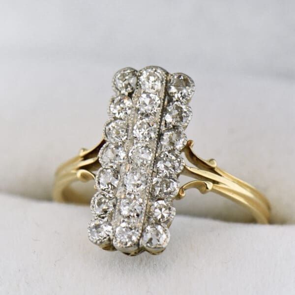 edwardian platinum topped gold diamond cluster ring