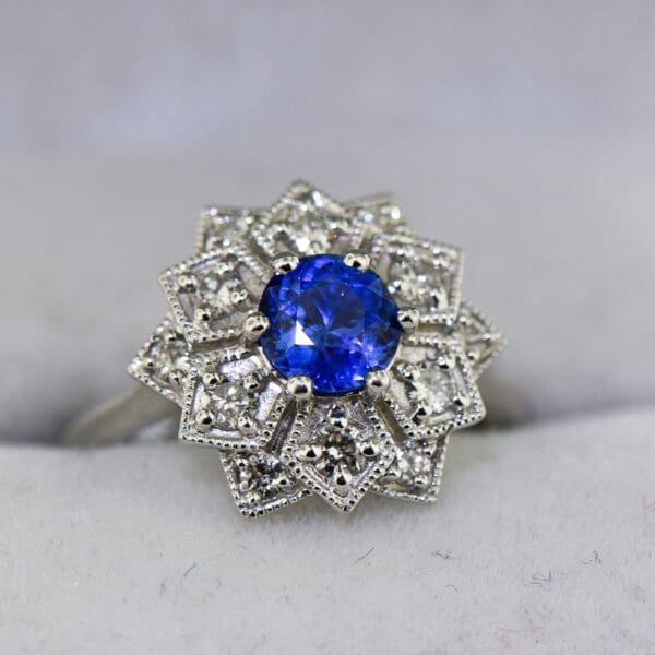 custom white gold mandala ring with ceylon blue sapphire 4