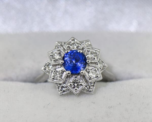 custom white gold mandala ring with ceylon blue sapphire 5