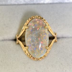 estate gold and australian grey base opal cocktail ring