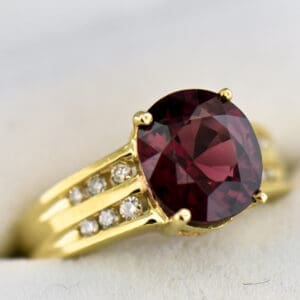large merlot red spinel and diamond estate ring