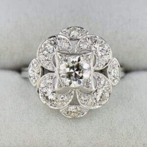 late deco white gold and diamond quatrefoil cocktail ring