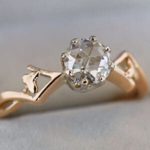 rare antique jugendstil rose gold rose cut diamond solitaire engagement ring