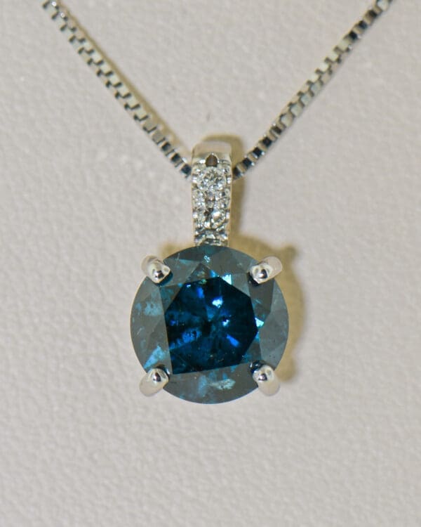 solitaire 2ct blue diamond pendant