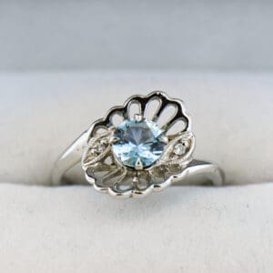 vintage style mt antero aquamarine and diamond filigree ring
