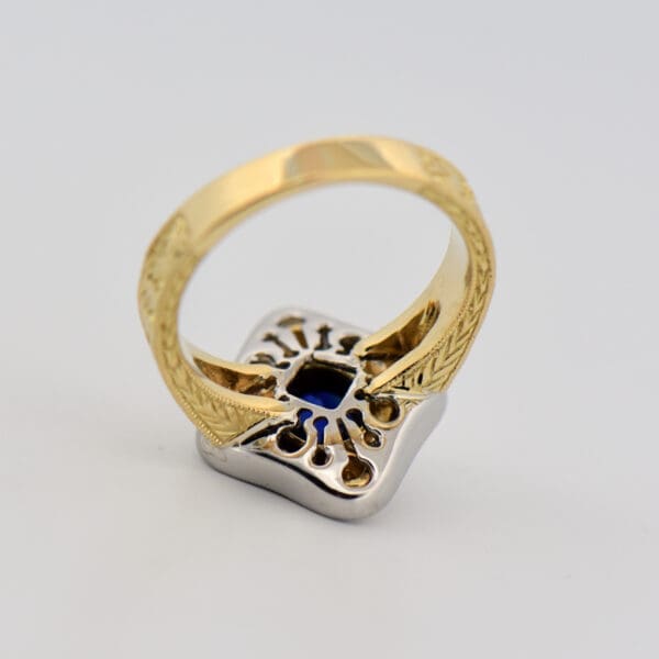 custom ring with untreated ceylon blue sapphire and diamonds 2