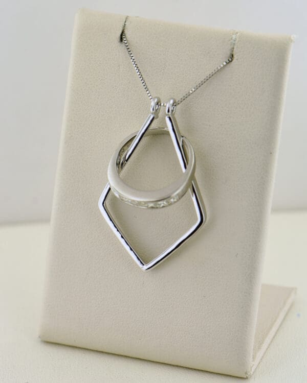 custom white gold ring holder pendant necklace to hold wedding ring 4