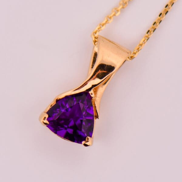 trillion amethyst pendant and stud earring set 2