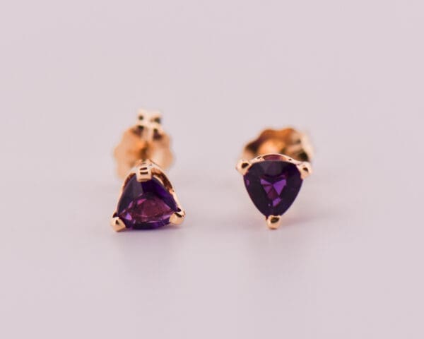 trillion amethyst pendant and stud earring set 3