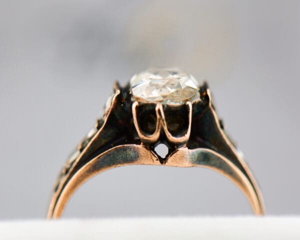 antique european rose gold and rose cut diamond engagement ring 3