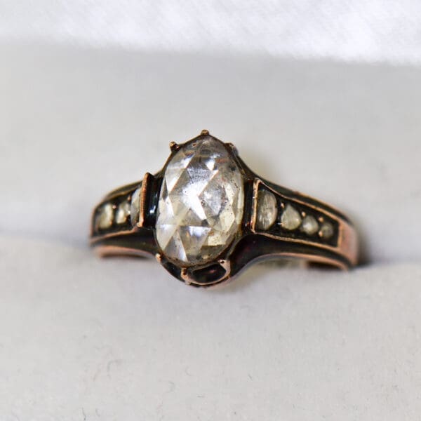 antique european rose gold and rose cut diamond engagement ring 4