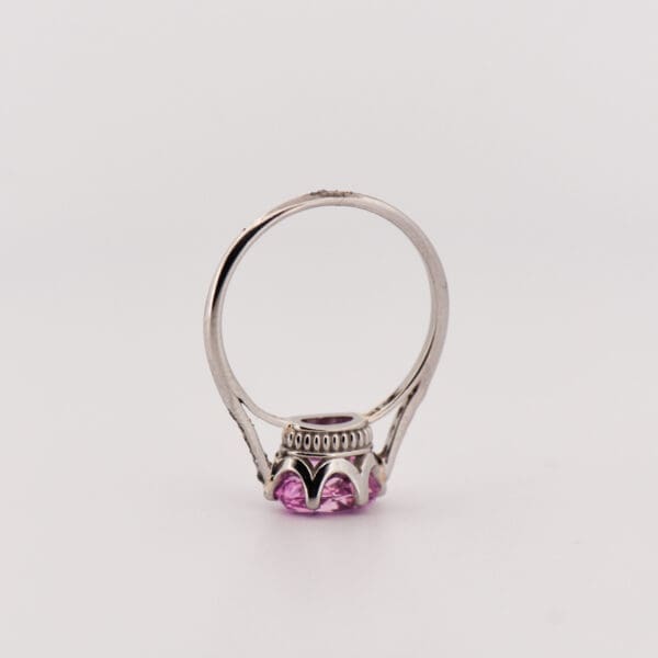 antique platinum engagement ring with lilac pink sapphire 2