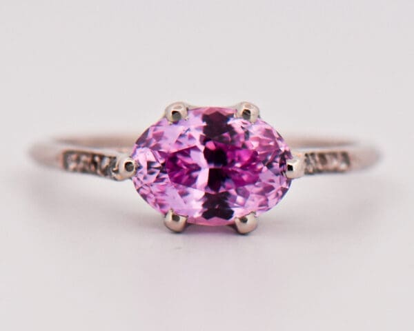 antique platinum engagement ring with lilac pink sapphire 5