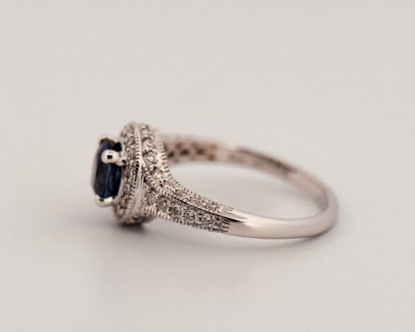 custom 1ct round blue sapphire halo engagement ring 4