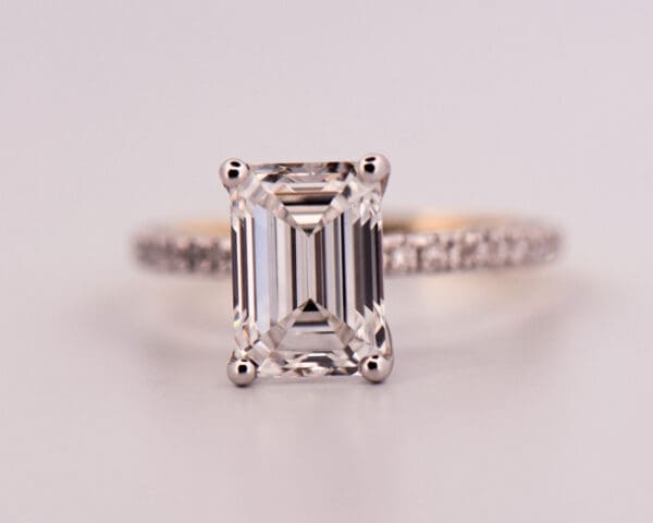 lab created 3ct emerald cut diamond accented solitaire engagement ring 5