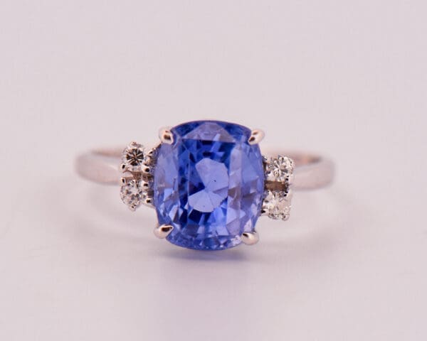 mid century untreated ceylon cornflower blue sapphire and diamond ring