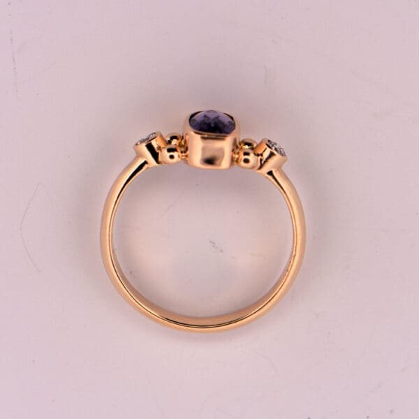 rare natural purple sapphire bezel set gold engagement ring 2