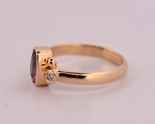 rare natural purple sapphire bezel set gold engagement ring 3