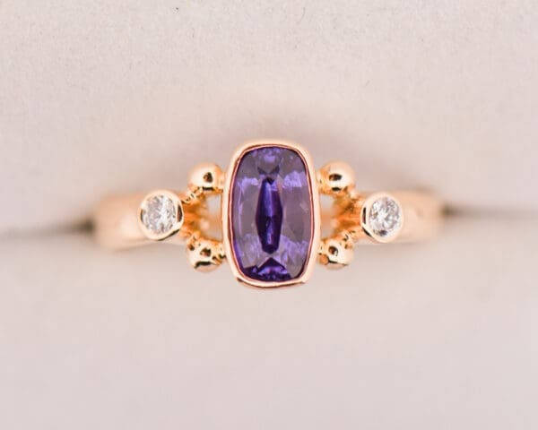 rare natural purple sapphire bezel set gold engagement ring 5