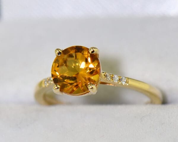 round citrine and diamond accented solitaire ring 4