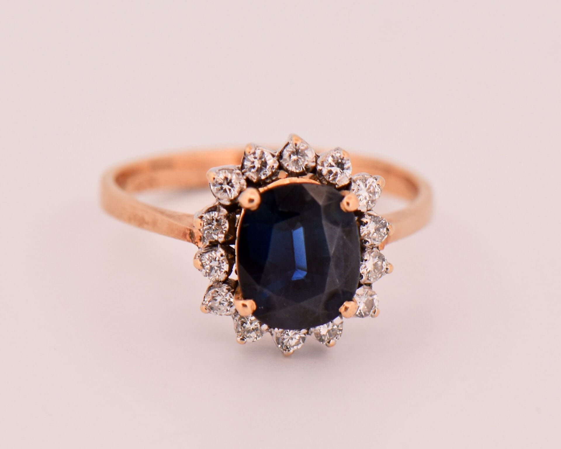 vintage cushion cut navy blue sapphire halo engagement ring 4