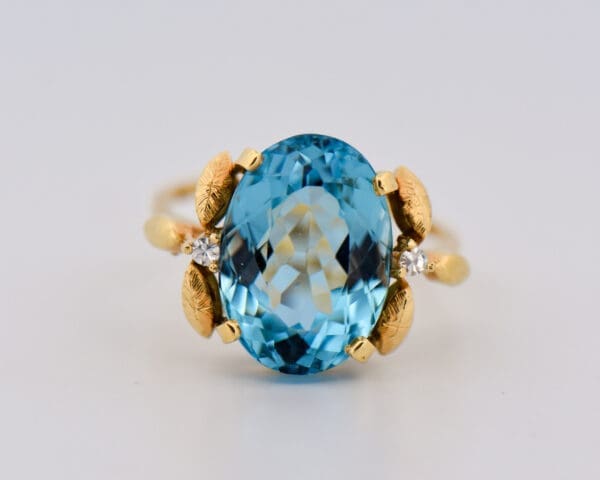 amazing mid century oval aquamarine cocktail ring in 18ky 3