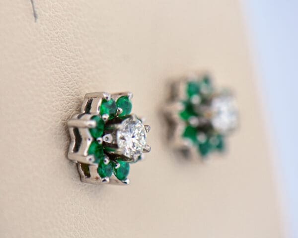 diamond stud earrings with emerald halo jackets 2